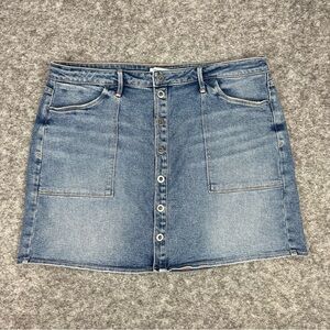 Good American Denim Skirt Women’s Size 16 Button Front Blue Jean
